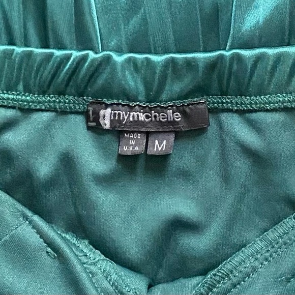 Green Y2K Homecoming Pleated Halter Fit-Flare Cocktail Mini Babydoll Dress Sz M - Picture 7 of 8